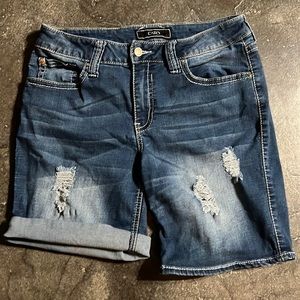 Distressed denim shorts. Size 14